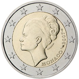 moeda de 2 euros do mónaco 2007