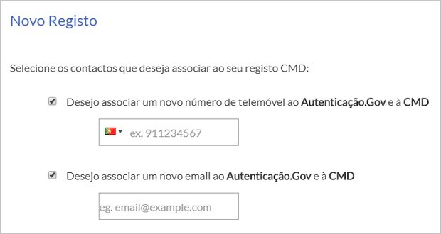 novo registo chave movel