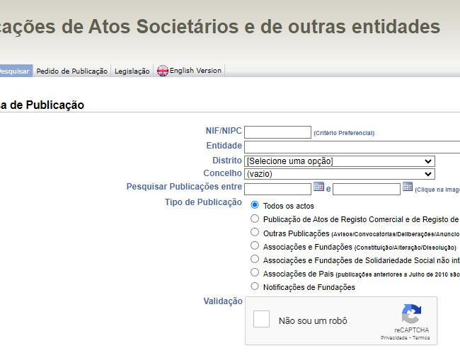 Obter informações sobre atos societários de empresas: entrada portal MJ